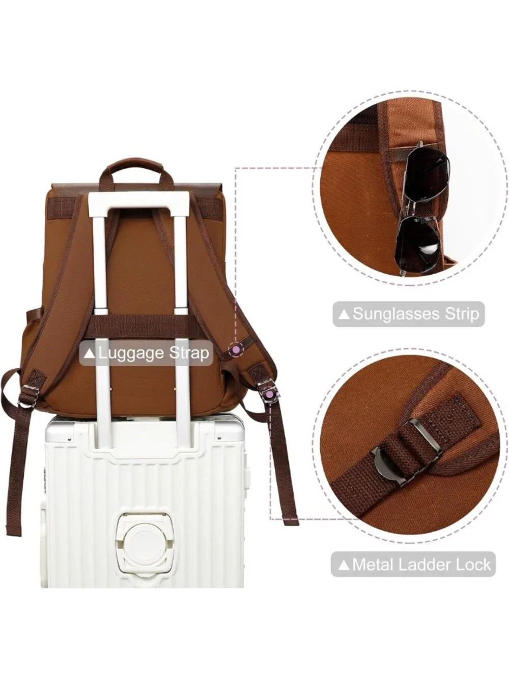 Vintage Waxed Canvas Backpack, Leather Rucksack for Travel & Laptop, 15.6